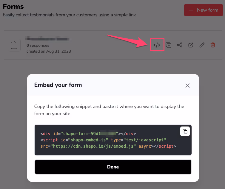 embed form